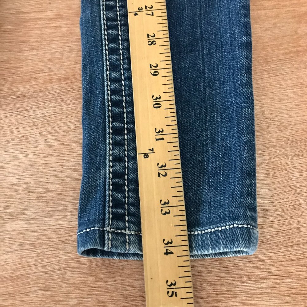 Miss Me Mid Rise Skinny Jeans Women 26 Blue Embellished Thick Stitch Studded - Picture 8 of 16
